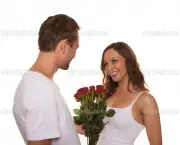 Boyfriend giving bunch of flowers to his girlfriend